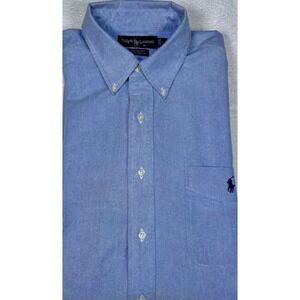 Ralph Lauren Large Big Shirt Blue Button Down Long Sleeves‎ Blue Pony Pocket